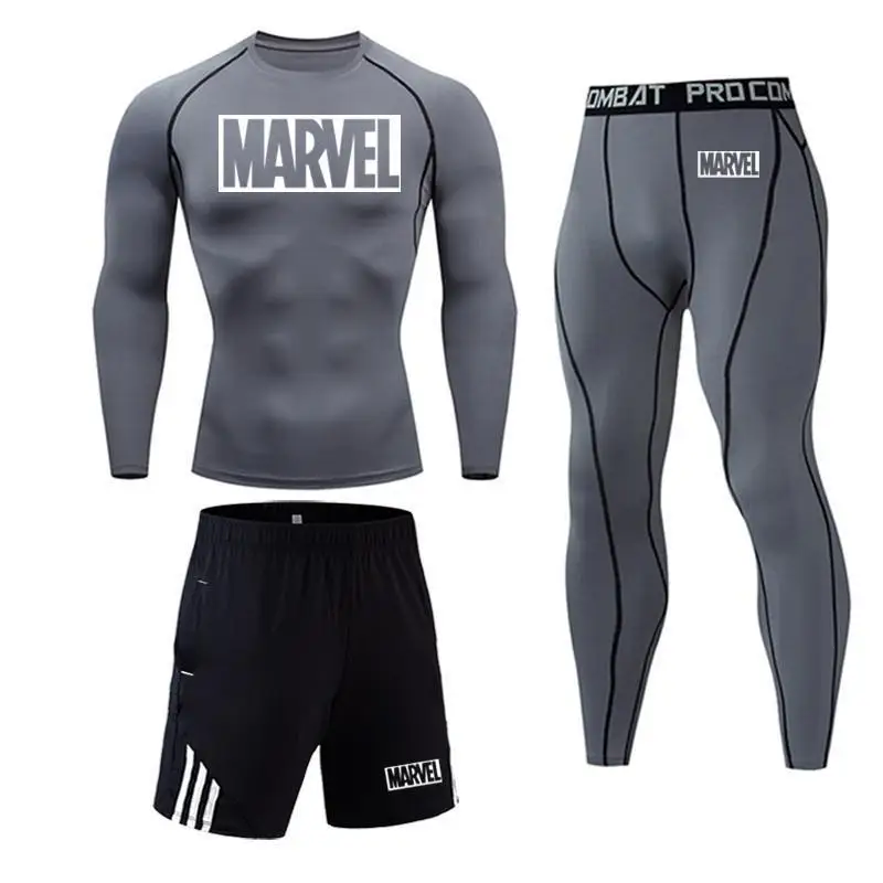 Новое зимнее термобелье Marvel, комплекты для мужчин, быстросохнущее, анти-микробное, стрейчевое, мужское термо нижнее белье, мужские теплые кальсоны для фитнеса