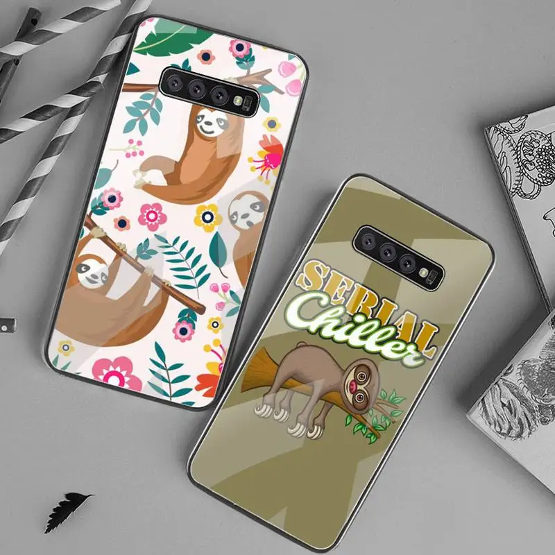 Ленивый ленивый мультяшный чехол для телефона из закаленного стекла Samsung S20 Plus S7 S8