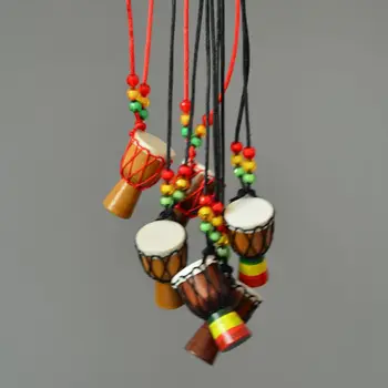 

5pcs Mini Jambe Drummer Individuality Djembe Pendant Percussion Musical Instrument Necklace African Hand Drum Toy