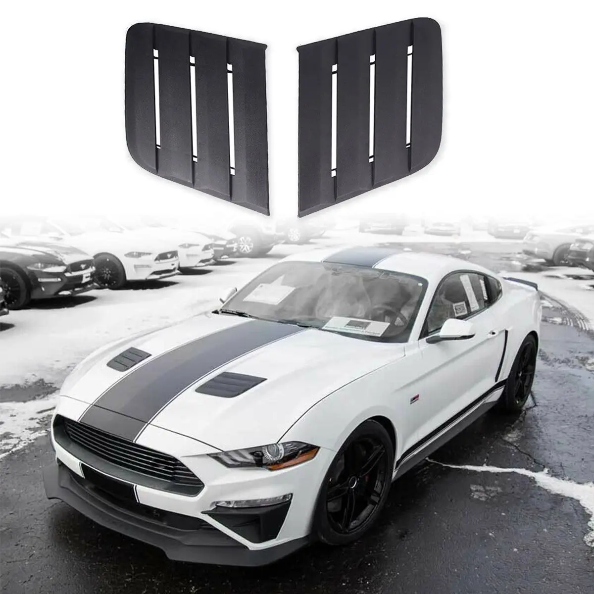 For 05-14 Ford Mustang 1//4 Quarter Black Side Window Louvers Scoop Cover Vent