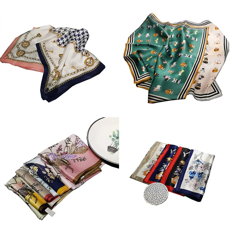 

2019 New 100% Silk Woman Scarf Luxury Brand Matagorda Floral Dot Plaid Ring Scarves Holiday Gift Sakura 20 Inch Woman Accessory