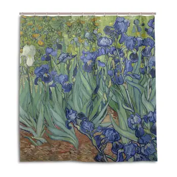 

Shower Curtains Van Gogh Iris Flower Waterproof Bath Curtain Bathroom Home Decor 66 x 72 in with 12 Hooks