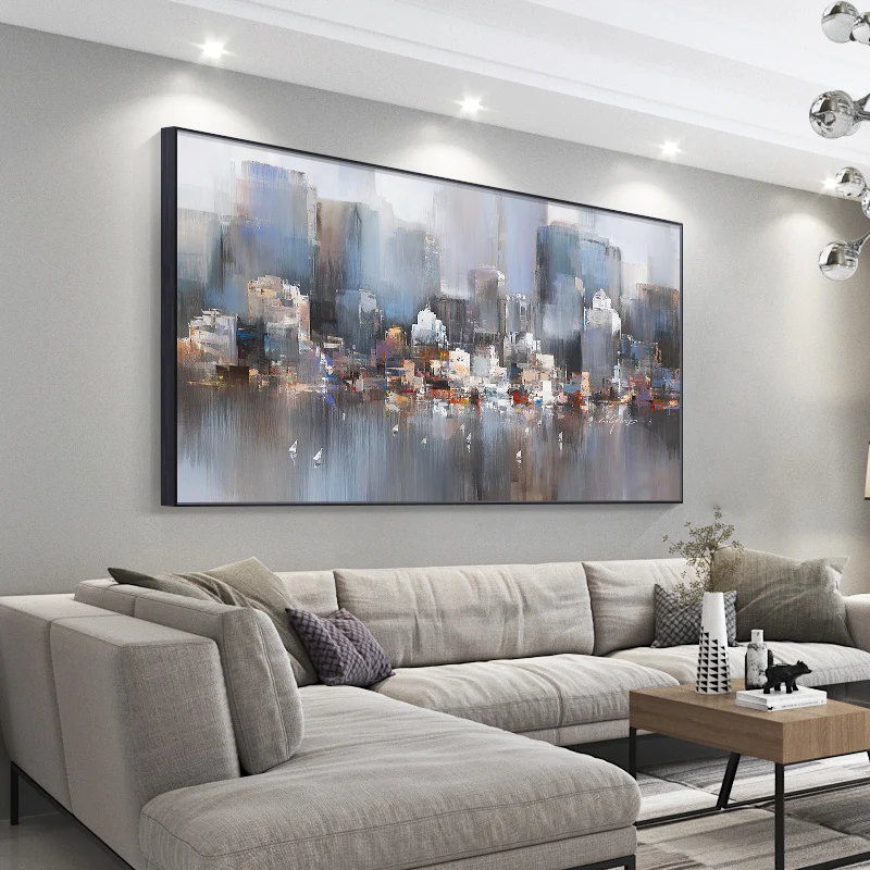 Современный рассвет Блестящий город светильник холст для живописи плакат и