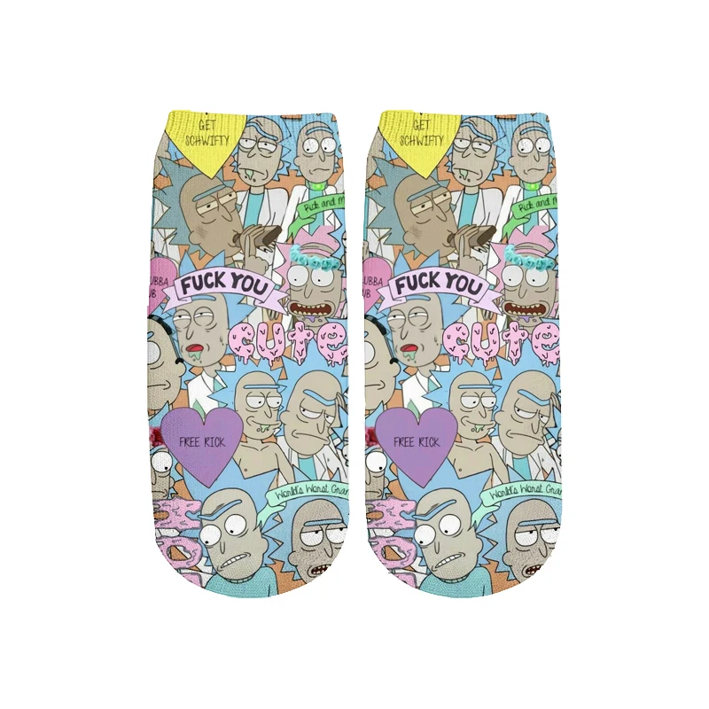 Новейшие Rick and Morty 3D печатных мультфильм милые короткие носки для мужчин женщин harajuku корейские носки RS-011 - Цвет: 9