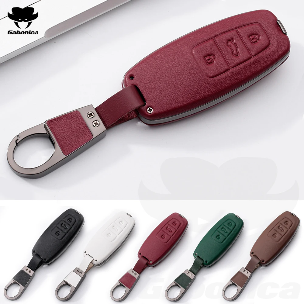 

New Genuine Leather Car Key Case Key Cover Shell for Audi A6 A7 A8 Q8 E-tron C8 D5 A8L A6L Keychain Protection Auto Accessories