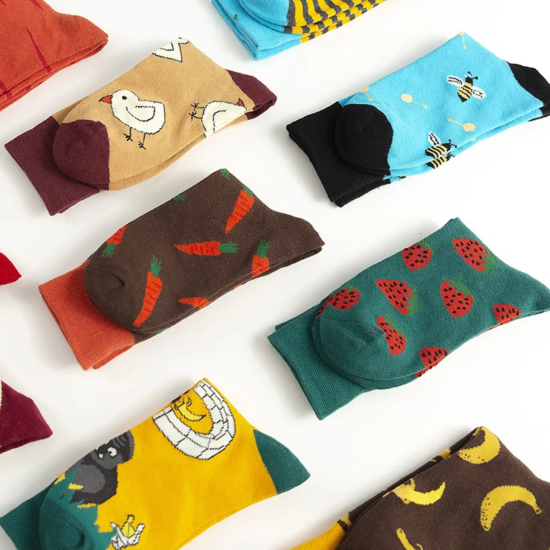 Унисекс носки женские мужские носки s Забавный мультяшный пчелы с принтом счастливого корейского стиля женские Harajuku Midi носки женские мужские носки