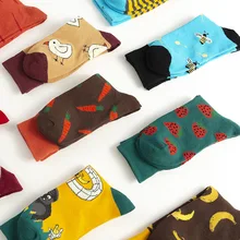 Унисекс носки женские мужские носки s Забавный мультяшный пчелы с принтом счастливого корейского стиля женские Harajuku Midi носки женские мужские носки