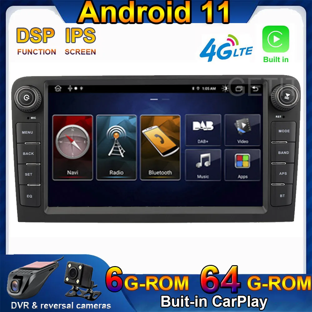 Автомагнитола для Audi A3 8P S3 RS3 мультимедийный проигрыватель на Android 11 64 ГБ IPS с GPS