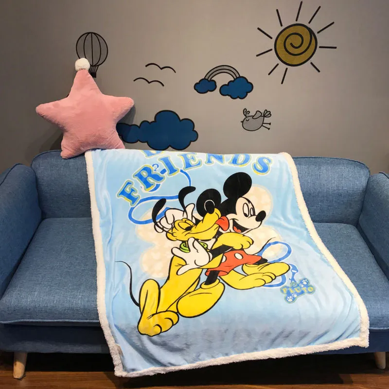 Флисовое Флисовое одеяло с изображением Минни Маус из мультфильма Дисней, овечьей шерсти, теплое детское одеяло, детский коврик для дивана, простыни, подарок - Цвет: Mickey Bruto