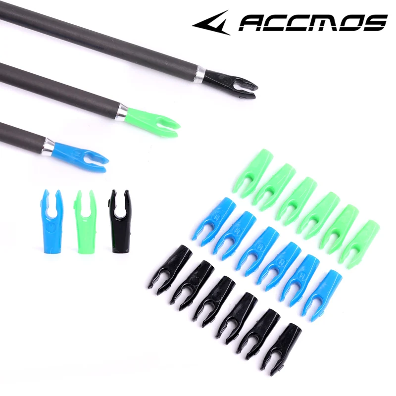 

100pcs Archery Arrow Nocks For Shaft ID3.2mm 4.2mm 6.2mm Plastic Arrow Tails DIY Knocks Replacement