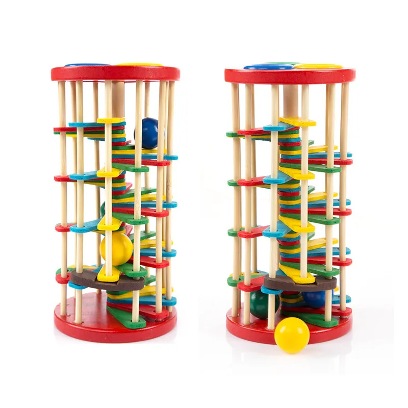 

Wooden Color Knock the Ball Drop Ladder Beat Toy Knock Ball Table Children Baby Infants Educational