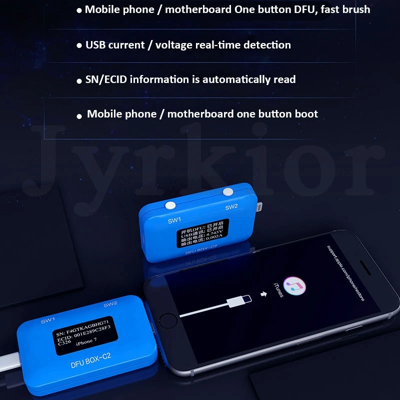JC DFU caja C2 para iPhone placa base una llave DFU iOS restaurar/arranque SN/ECID lector de corrie