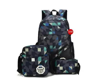 

women Men Travel Backpacks 3pcs/Sets Camouflage Printing School Bag Backpack children Schoolbags for Teenage Boys girls Bag back