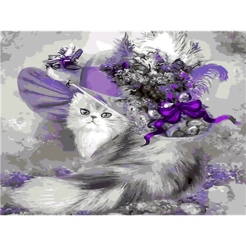 Cat 8 Рамка Животные Кошки Сделай Сам Набор для рисования по номерам Современная Настенная художественная картина холст краски уникальный подарок для домашнего декора небо gato - Цвет: Cat 8
