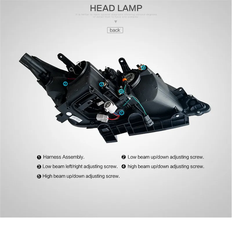 Подходит для моделей Lexu-s ES350 2007-2012 светодиодный автомобильный фонарь в сборе DRL поворотник+ Дальний свет ближнего света