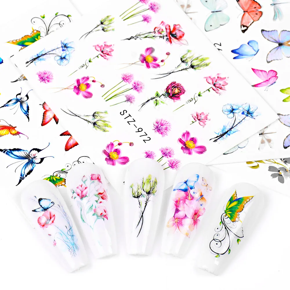 

Nail Sticker Set Colorful Butterfly Decal Water Transfer Slider For Nails Art Decor Watermark Stickers