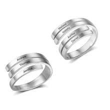 Personalized Stainless Steel Engraved Name Ring Spiral Twist Adjustable Custom Promise Rings For Women Men