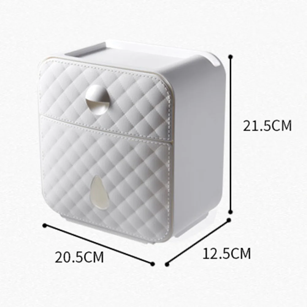 Toilet Paper Holder Large Capacity ABS Diamond Pattern Staple Free Wall Mounted Self Adhesive Tray Bathroom Storage Box Drawer