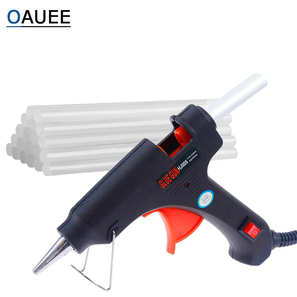 Oauee 20W pistola de pegamento de fusión en caliente con pegamento 7mm * 100mm Mini pistola termo eléctrico calor temperatura de la herramienta de DIY pistola de pegamento CONJUNTO DE REPARACIÓN DE