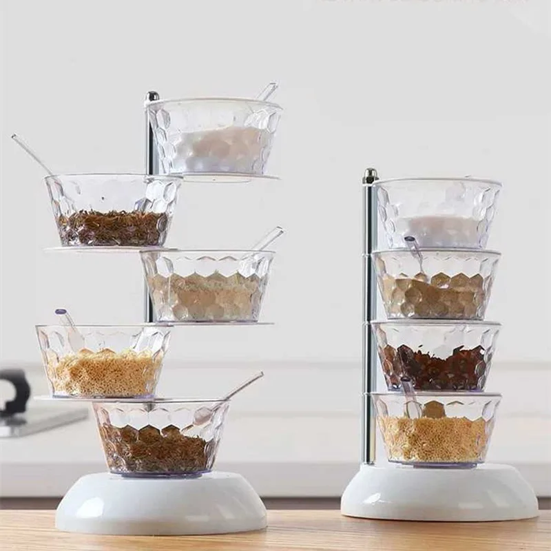 

360 Degree Rotating Vertical Seasoning Box Creative Vertical Multi-layer Seasoning Bottling Household Seasoning Jar Kitchen Set