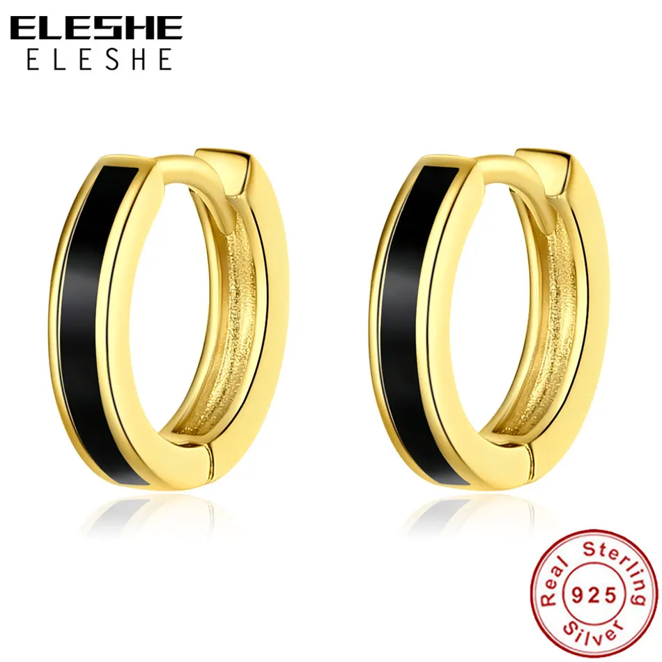 925 пробы, серебряные серьги-гвоздики, черная эмаль, Золотые серьги для женщин, модное ювелирное изделие, женские серьги Brinco, рождественский подарок