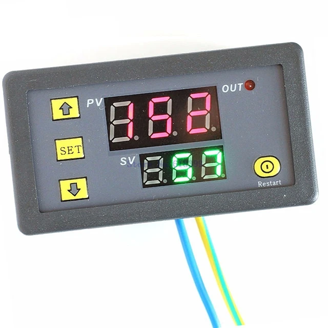 

A7-- 12V Red+Green Dual Digital LED Display Relay Module Cycle Timing Delay Multiple Function Settings