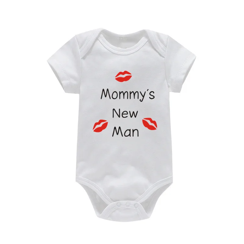 Newborn Baby Clothes Short Sleeve Boy Clothing Mommy's New Man Design 100% Cotton Rompers De Bebe Costumes Black