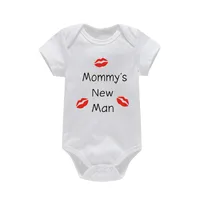Newborn Baby Clothes Short Sleeve Boy Clothing Mommy's New Man Design 100% Cotton Rompers De Bebe Costumes Black 4