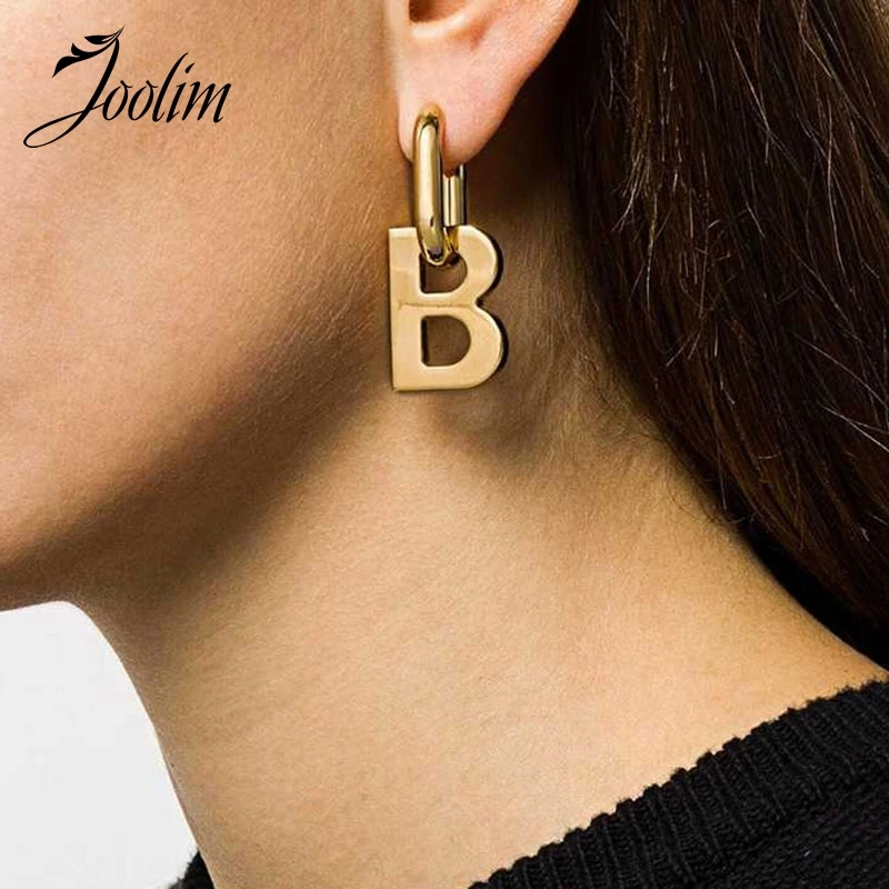 

Joolim Jewelry High End PVD Wholesale No Fade Detachable Symple Letter B Stainless Steel Earring For Women