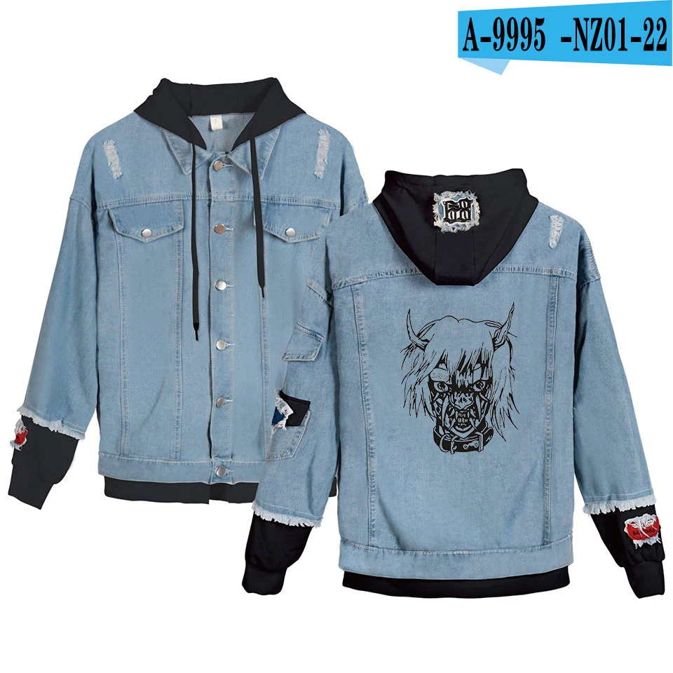 Personality Lil Peep Cry Baby Denim Jacket Xxxtentacion Revenge Hooded Denim Jacket Fit Men/Women Hoodies Autumn sweatshirt - Цвет: 2D