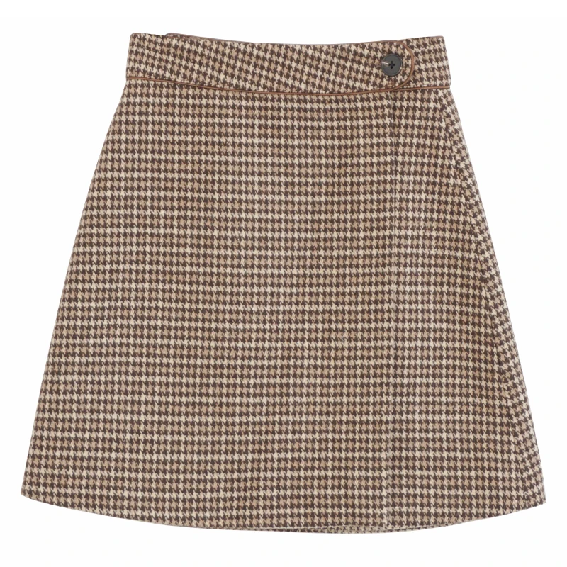 khaki skirt Luzuzi женские юбки женская трапециевидная юбка лолита облегающая сексуальная зимняя винтажная Нижняя юбка с высокой талией клетчатая юбка шерстяная - Цвет: khaki skirt
