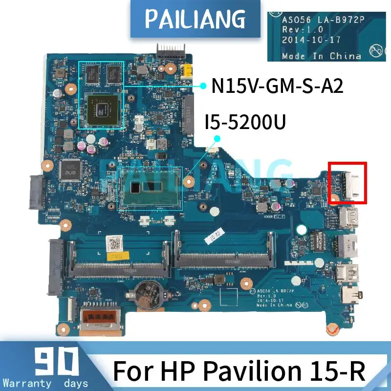 

I5-5200U 820M For HP Pavilion 15-R Laptop Motherboard LA-B972P 797850-001 N15V-GM-S-A2 DDR3 Notebook Mainboard Full Tested