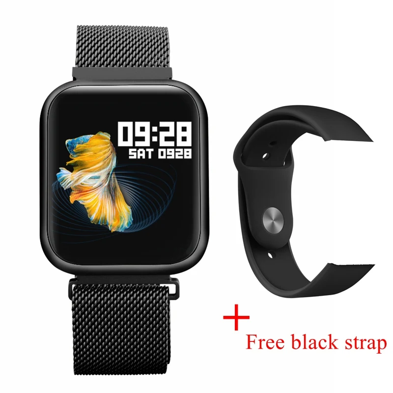 T80 Смарт-часы с полным сенсорным экраном IP68 Водонепроницаемые Смарт-часы для мужчин и женщин монитор сердечного ритма для xiaomi и Apple - Color: Steel Black Black