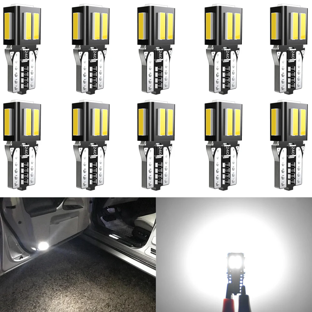 

10pcs W5W T10 LED Bulbs Canbus Car Parking Position Lights Interior Light For BMW VW Mercedes Audi A3 8P A4 6B BMW E60 E90 White