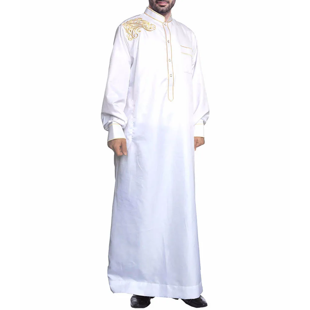 

Dashiki African Men Clothing Plus Size Men's Loose Casual Long Shirt Dress Africa Solid White Rich Bazin Printed Robes S-3XL