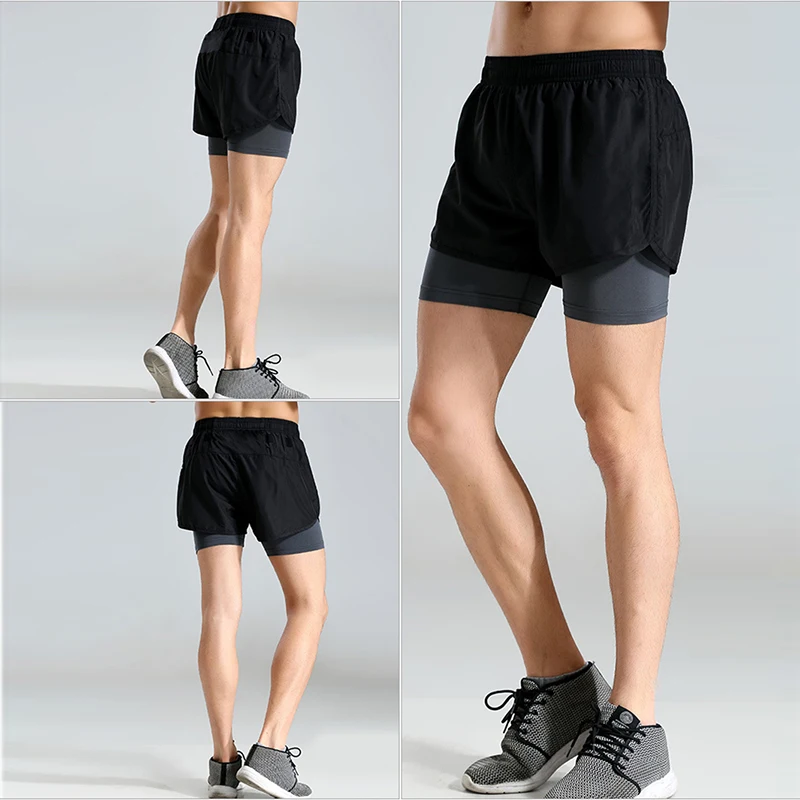 Высокое качество шорты для бега мужские 2 в 1 спортивные шорты для спортзала шорты для фитнеса тренировки шорты для тенниса, футбола, баскетбола мужские шорты