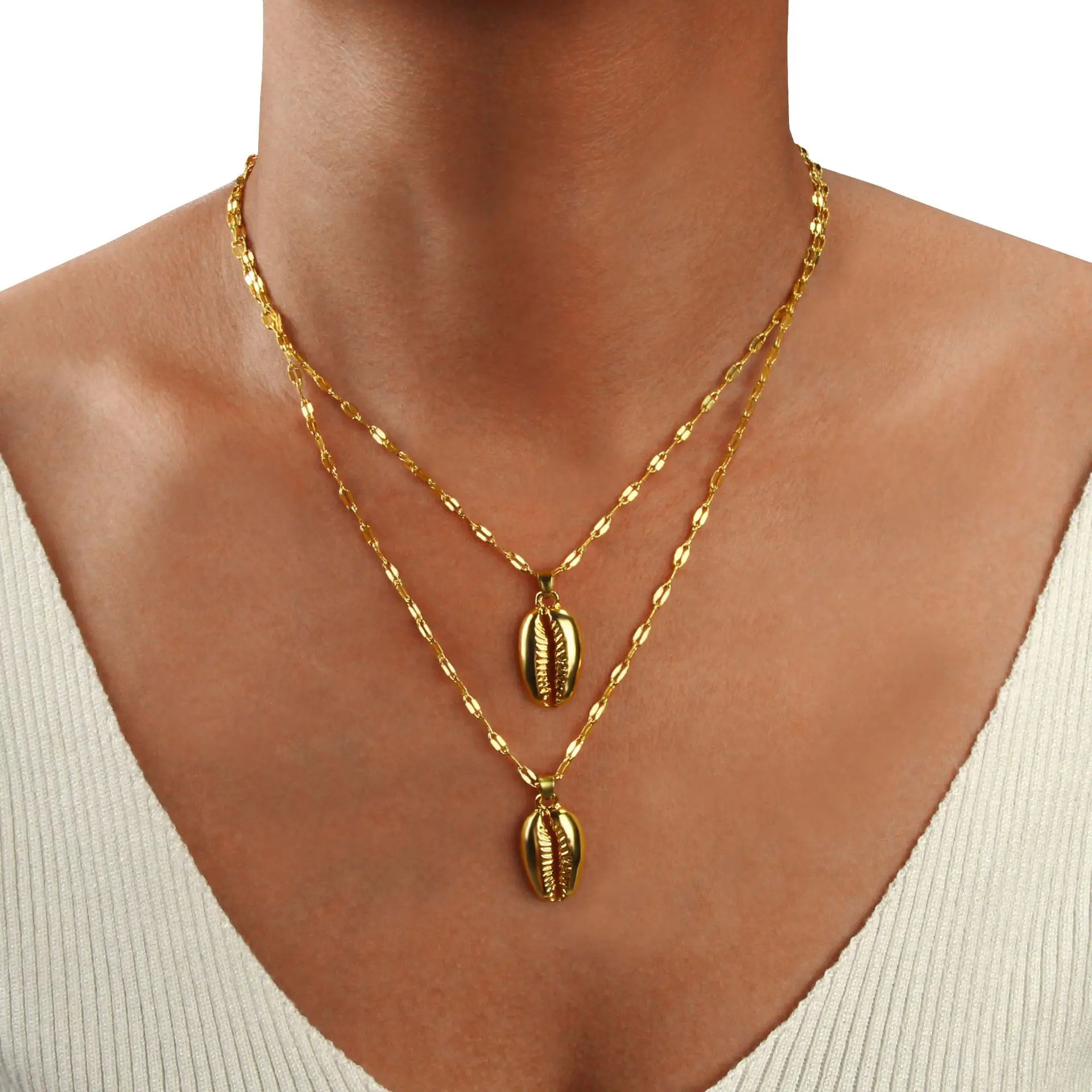 

Fashion alloy shell pendant necklace jewelry personality trend multi-layer ornaments simple necklace women's clavicle chain