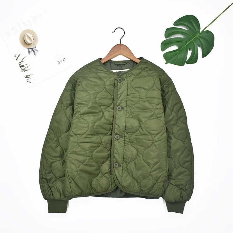 

Bp07 Versatile Loose-Fit Lightweight Quilted Cotton-padded Jacket Women's Single-Breasted Warm Padded Inner Wearing Coat