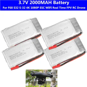 

S32 S-32 F68 Selfie 4K 1080P ESC Wide-Angle Lens Camera WIFI RC Drone Spare Part 3.7V 2000mah Battery 2pcs 3pcs 4PCS Battery