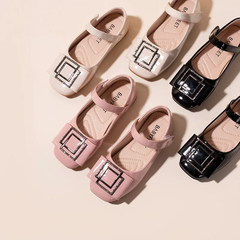 

Babyfeet Girls Princess Shoes Spring And Summer Shallow Mouth Single Shoes Man-made Diamond Children Side Scoop Bootie Kids' Cas