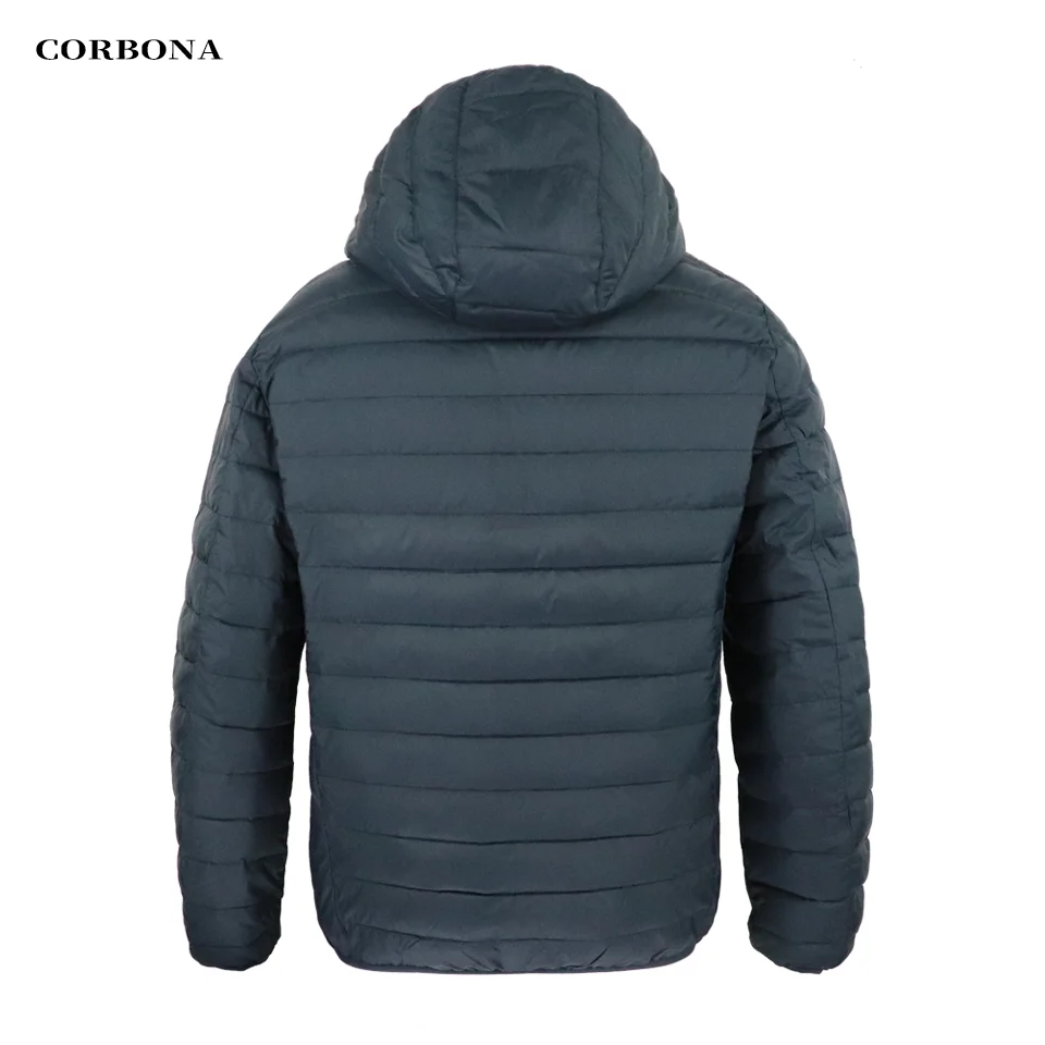 CORBONA 2021 Autumn Business Casual Mens Oversize Winter Coat Selected Cotton Light Jacket Male Windproof Parka Detachable Hat long parka