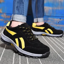 Модная рабочая обувь; коллекция года; Мужская Уличная обувь; светильник; дышащие защитные кроссовки со стальным носком; нескользящая защитная обувь