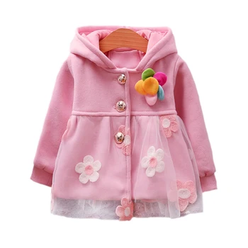 

Baby Girls Long Sleeve Coat Flower Hooded Jacket Casual Warm Baby Winter Outerwear Autumn New Arrival