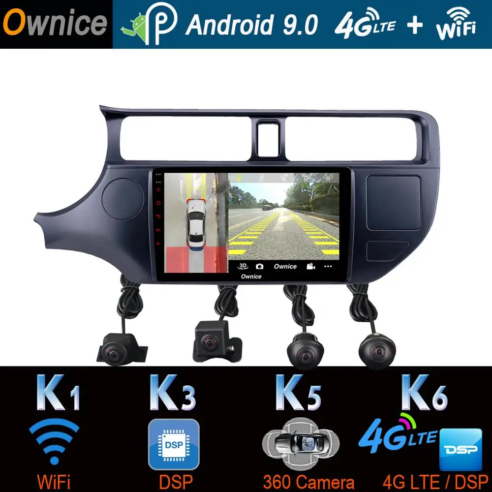 

360°Camera Android 9.0 4+64G GPS Radio CarPlay Auto SPDIF DSP Car Multimedia Head Unit Player for KIA RIO K3 2011 2012 2013 2014