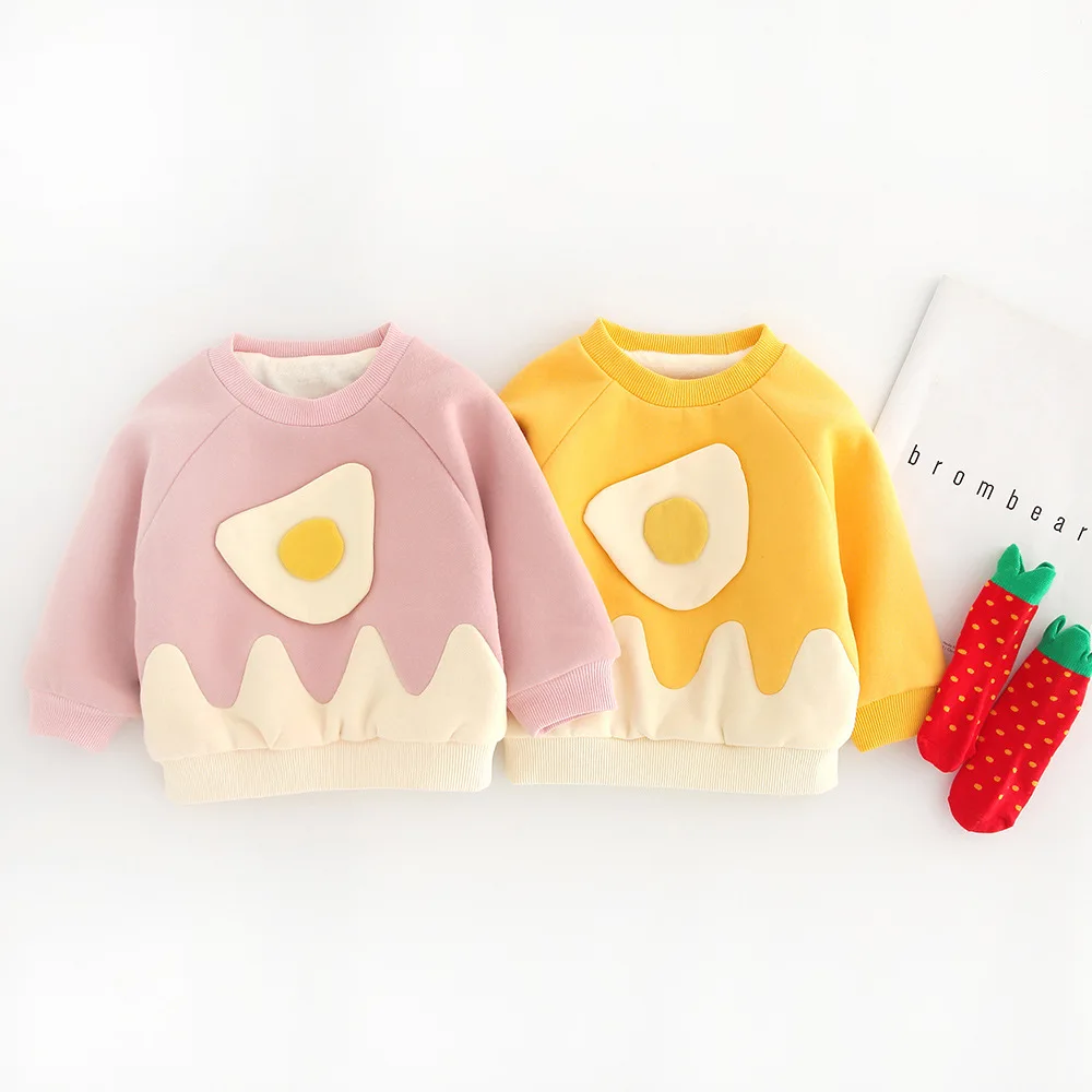 Baby plus velvet sweater autumn and winter new men and women baby foreign gas thick cotton coat pouch egg winter clothing