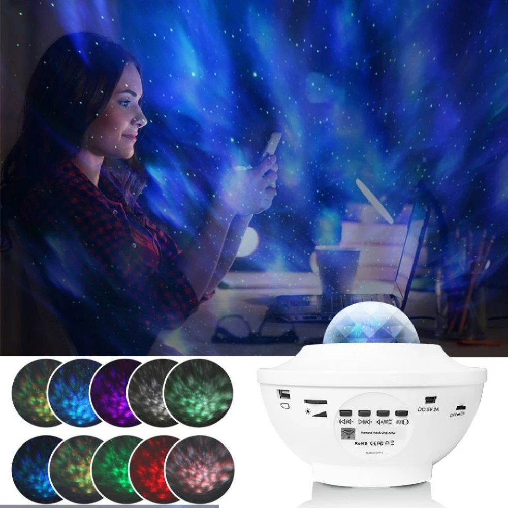 

Colorful Starry Projector Light Sky Galaxy Bluetooth USB Voice Control Music Player StarLED Night Light Romantic Projection Lamp