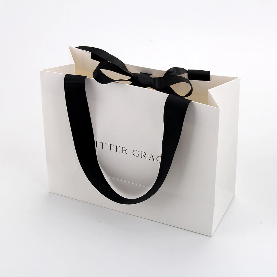Luxury Ribbon Handle Boutique Shopping Packaging Customized