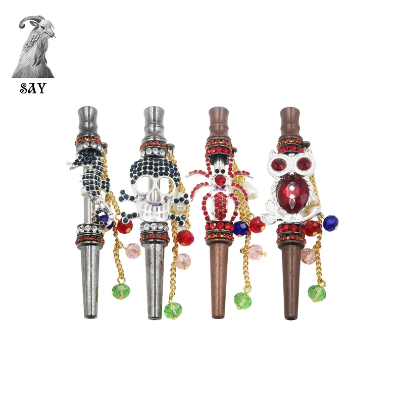 

SY 1PC FashionAnimal Shape Handmade Inlaid Jewelry ball Alloy Shisha Hookah Mouth Chicha Shisha Filter Tip Hookah Mouthpiece