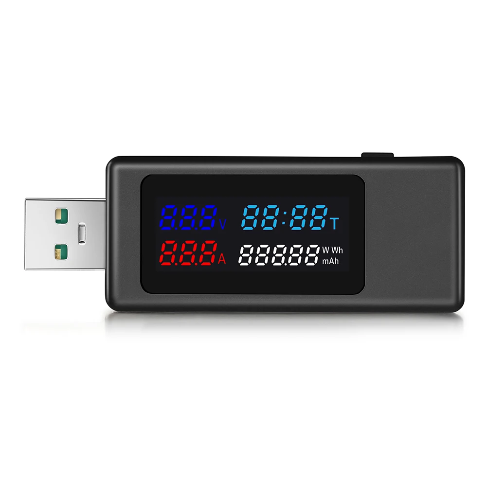 Noir KWS-V30 6 en 1 USB Testeur DC Tension Timing capacité Détecteur 