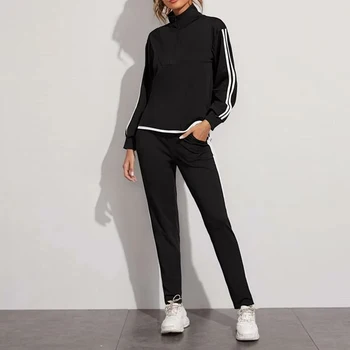

Women's Sportsuit Casual Side Stripe Zipper Hoodies + Sweatpants 2 Piece Set Running Fitness Womens Outfits Tracksuits 2020 D30